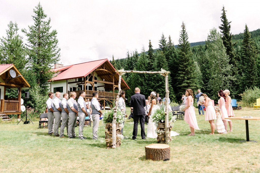 Outdoor ceremony Heather Mountain Lodge wedding photos