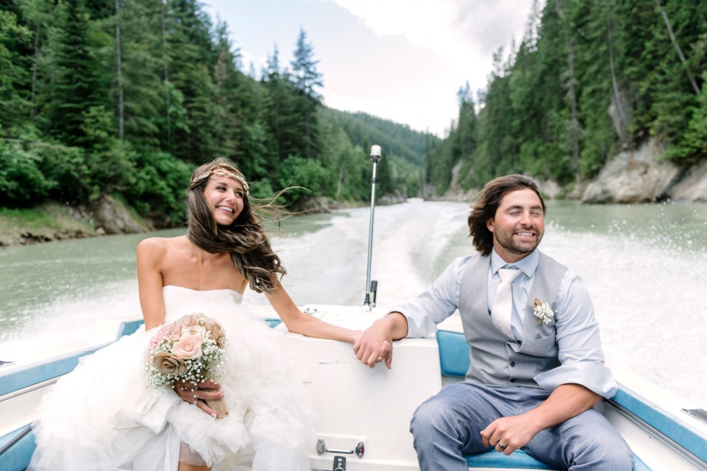 Bride and Groom at Kinbasket lake wedding photos
