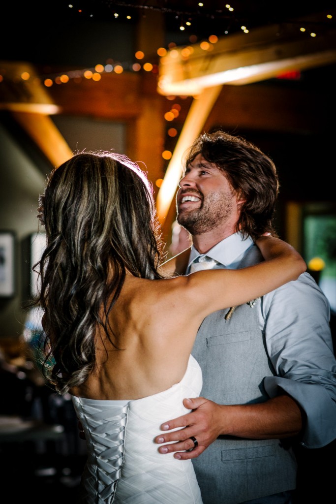 Bride and Groom dancing at their rocky mountain wedding